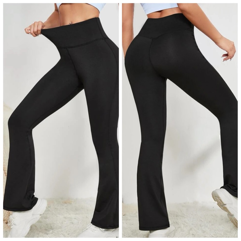 High Waist Flare Leg Workout Leggings • L